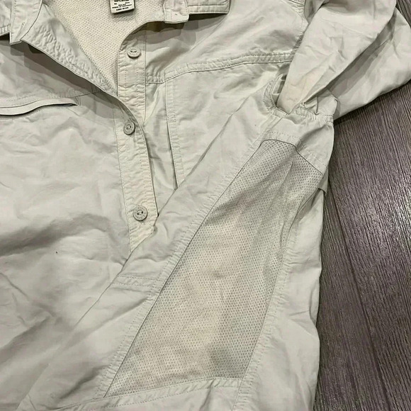 [M]L.L.Bean  Women Hiking/Outdoor Cream Mesh Vented L/S Shirt - Picture 5 of 9